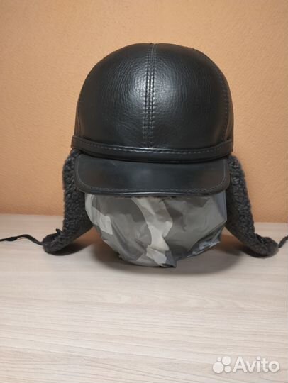 Мужская шапка-ушанка из натуральной кожи (Турция)