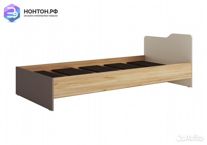 Кровать Rich 0.9 дуб крафт золотой / миндаль / гли