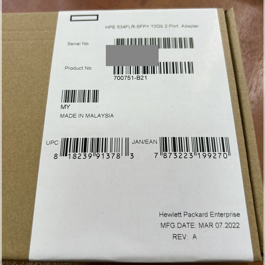 [534FLR-SFP+] Адаптер Hpe10gb 700751-B21 P08438-001