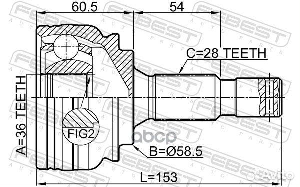 ШРУС наружный к-кт 36x58.5x28 Peugeot Expert