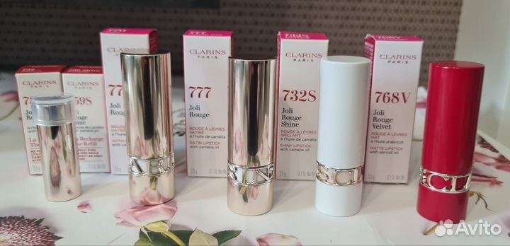 Clarins масло для губ 03,08. Блеск 04, 07. Помада