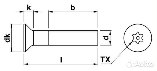 Винт М5х16 DIN 7991 со шлицем torx-pin T10, А2