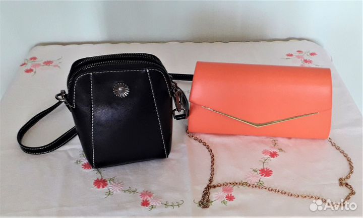 Сумка клатч и маленькая черная кожаная сумка