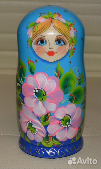 Матрёшка «Флора» в голубом 5 кукольная 17 см люкс
