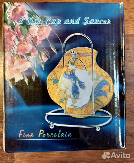 Кофейный набор на подставке фарфоровый новый