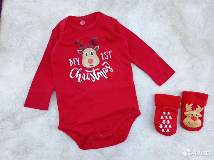 Боди и носочки новогодние