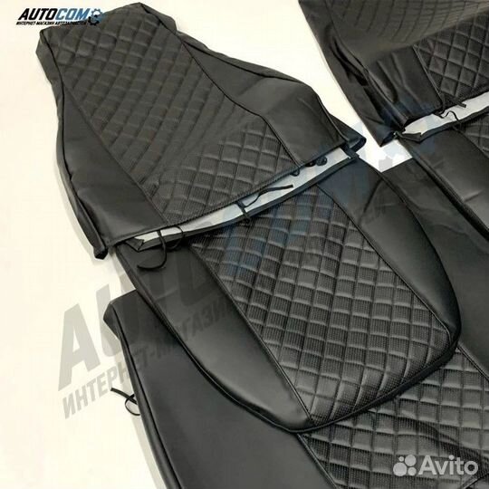 Чехлы на сидения ваз 2107 (кожа черная нить)