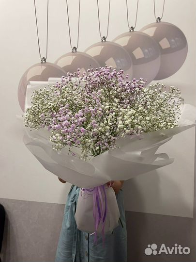 Гипсофила, букет цветов, живые цветы