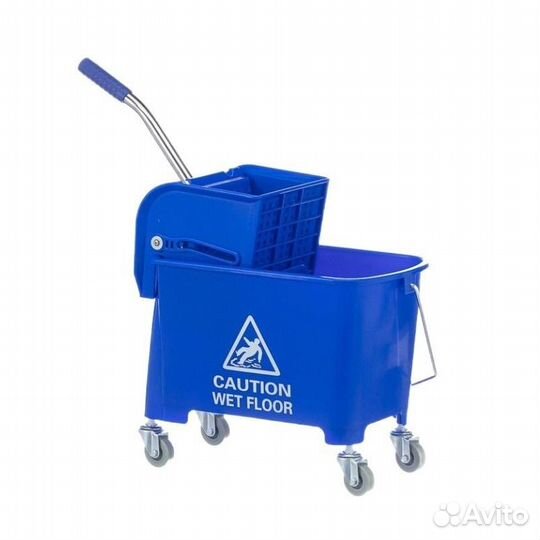 Ведро на колесах для уборки 20л NV с отжимом синее