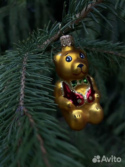 Елочная игрушка Мишка стекло 