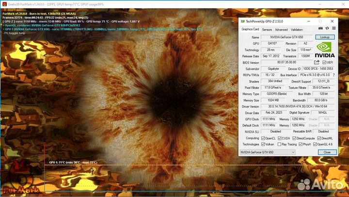 Видеокарта Nvidia GeForce GTX 650 1Gb Gigabyte