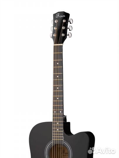 Акустическая гитара, с вырезом, черная, Foix
