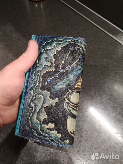 Кошелек-борсетка из кожи