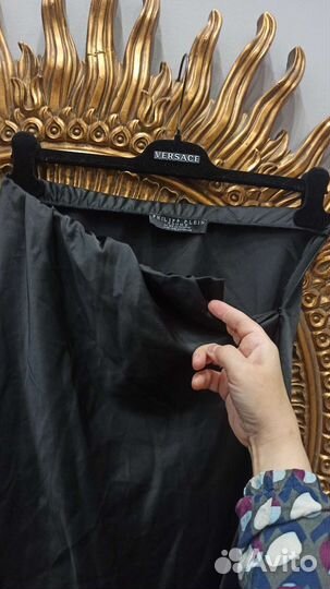 Юбка черная philipp Plein миди косой крой 44-46