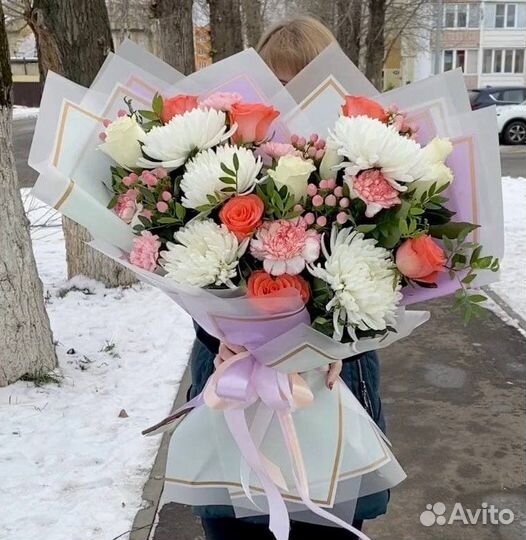 Цветы, Букеты роз, Хризантема, Цветы, Доставка