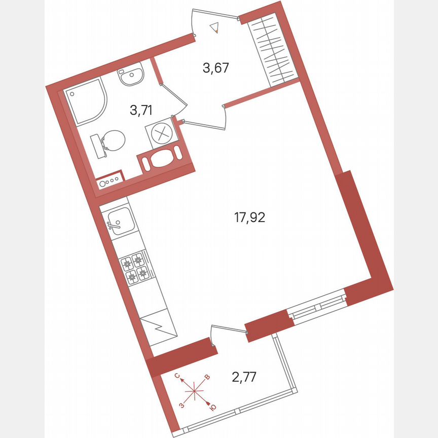 Квартира-студия, 26,7 м², 2/11 эт.