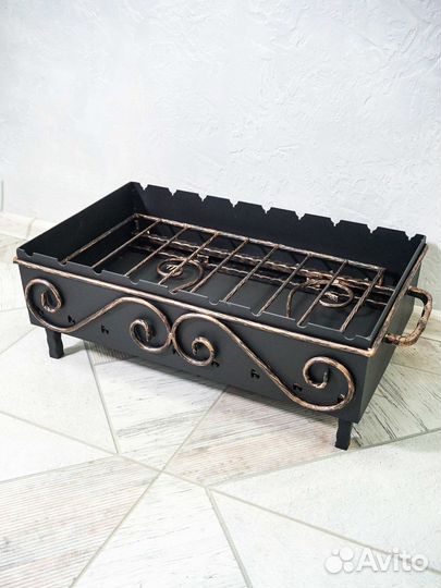 Мангал разборный кованый 70 см / с дровницей