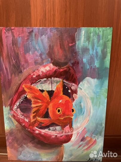 Картина «Золотая рыбка» акриловыми красками