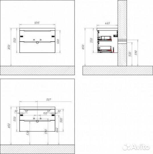 Тумба под раковину BelBagno etna-1000-2c-so-rw-p