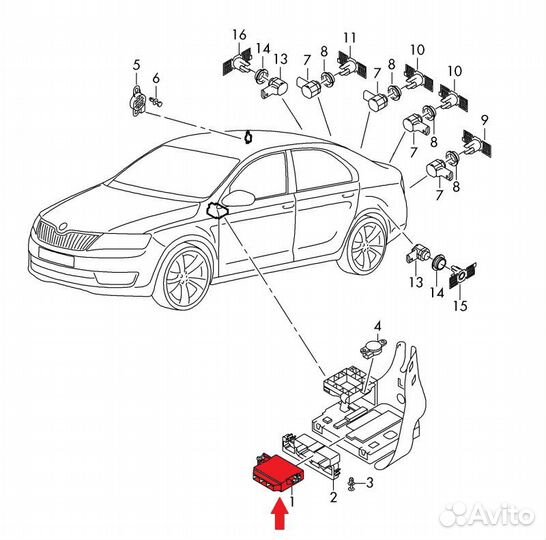 Блок управления парктроником Skoda Octavia Scout