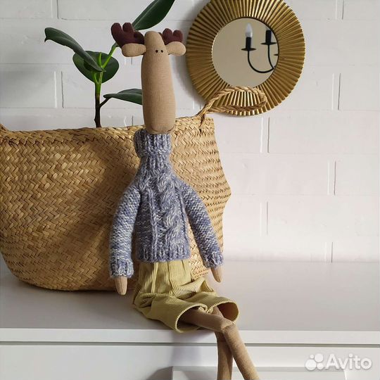 Интерьерная игрушка лось в стиле Тильда