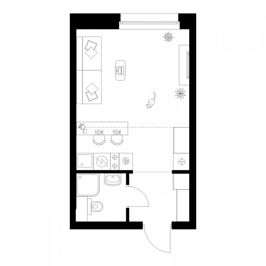 Квартира-студия, 25 м², 2/45 эт.