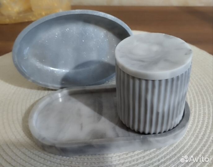 Набор аксессуаров для ванной из эпоксидной смолы