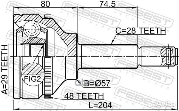 ШРУС наружный 29X57X28 ford transit 06- 2110TT9