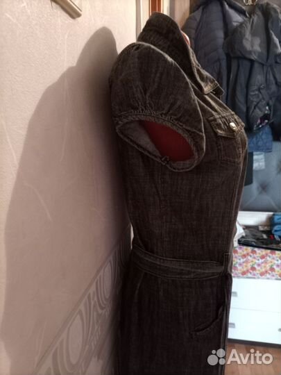 Джинсовое платье миди