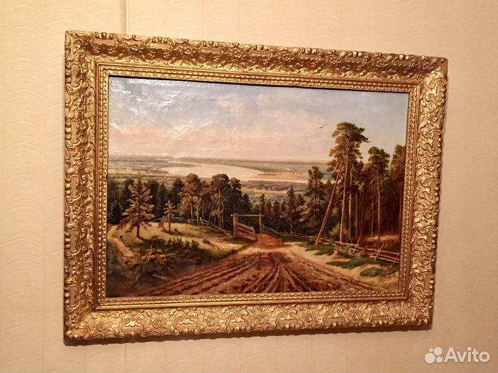 Картина маслом на холсте большая старинная