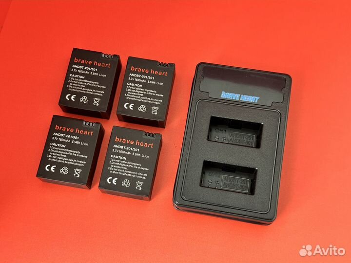 Аккумулятор + зарядка GoPro Hero 3/3+ (5шт) Brave