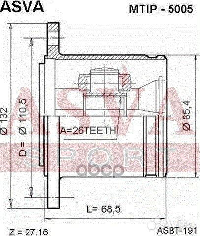 Шрус внутренний правый 26x110.5 mitsubishi