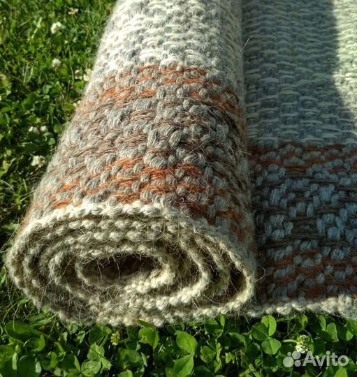 Дорожка домотканая (половик) шерстяная коричн