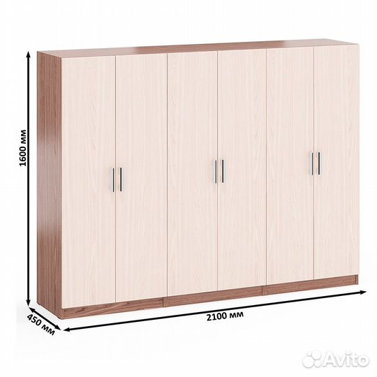 Шкафы для одежды 2-х дверные Мебельный Двор ск-9 цвет ясень шимо светлый/тёмный, 210х45х160 см