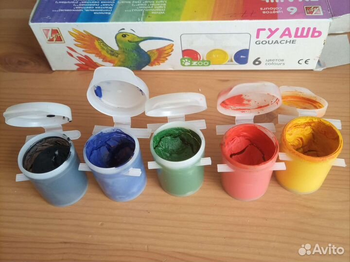 Краски акварельные, краски сухие, гуашь