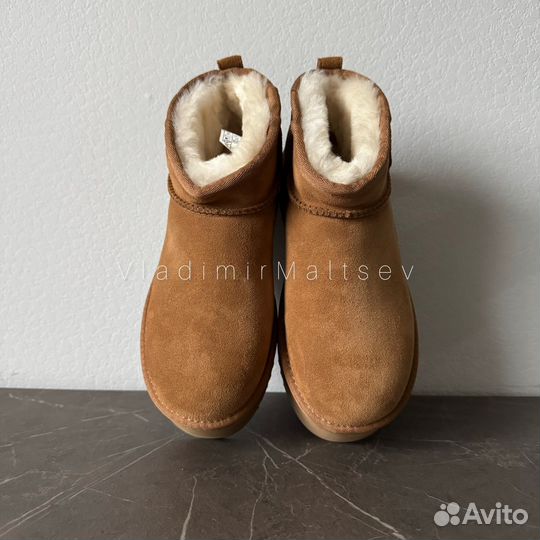 Ugg classic ultra mini platform натуральная замша