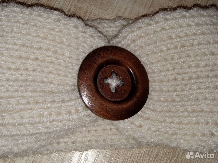 Шерстяная повязка для девочки 46-48 см вязанная