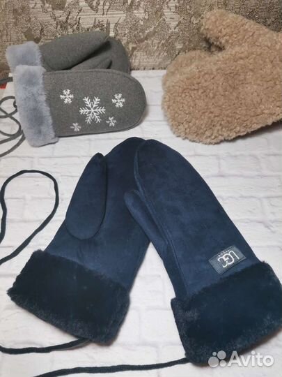 Варежки зимние женские. Бежевые