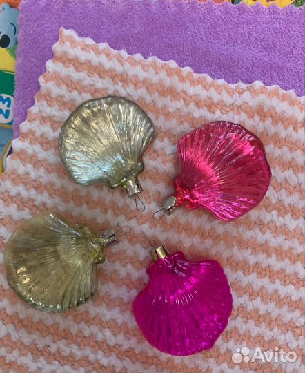 Елочные игрушки СССР ракушки прозрачные