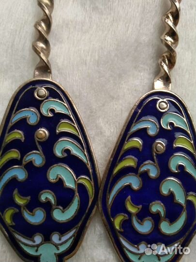 Столовые лопатки и вилка с эмалью (набор), СССР