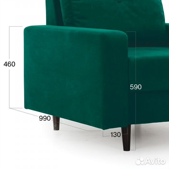 Кресло для отдыха Beneli лоретт, Зеленое, велюр, н