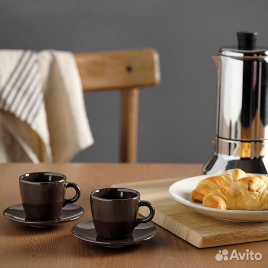 Fargklar Чашка и блюдце 4 шт. 70 мл IKEA 704.854.3