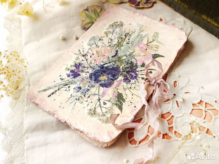 Авторские открытки ручной работы с сухими цветами