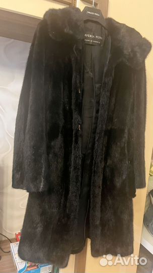 Шуба норковая с капюшоном 44