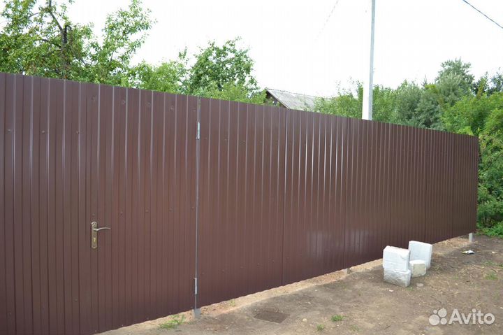 Забор из профнастила Откатные ворота