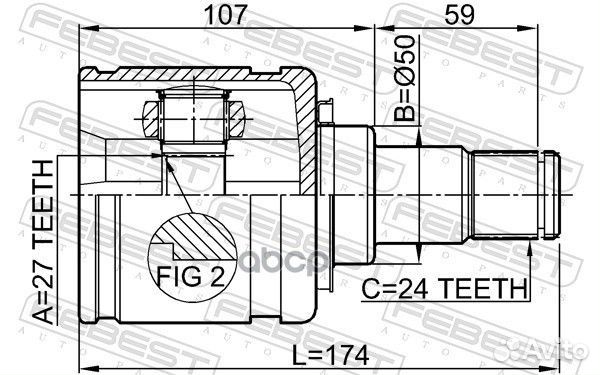 Шрус внутренний L 27x50x24 toyota camry