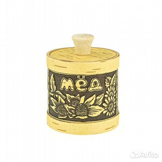 Туес D85 Цветочный мёд (250мл., береста) низкий