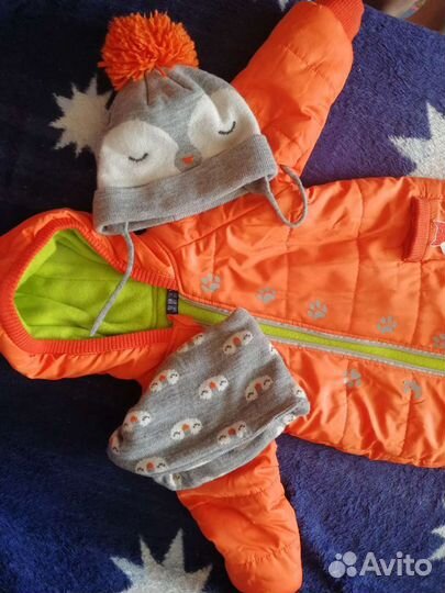 Комбинезон демисезон+шапка и снуд