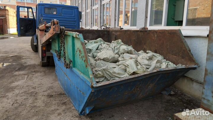 Вывоз мусора контейнером, газелью, самосвалом