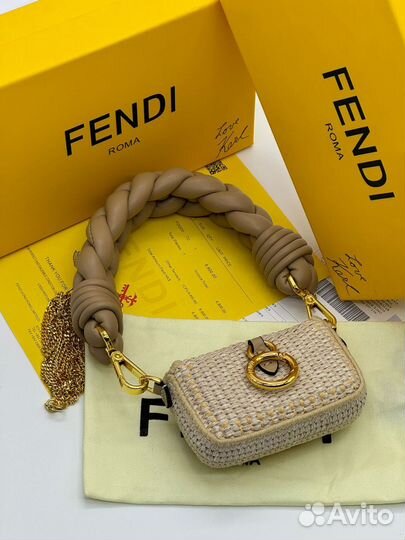 Новая женская соломенная сумка Fendi Baguette